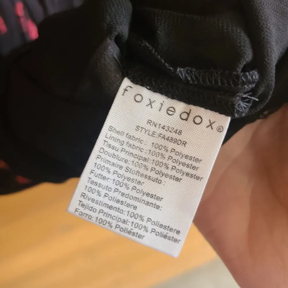 Anthropologie Biella Dress Mini Foxiedoxie NWT XS Black Floral Pleated Flutter - Picture 6 of 6